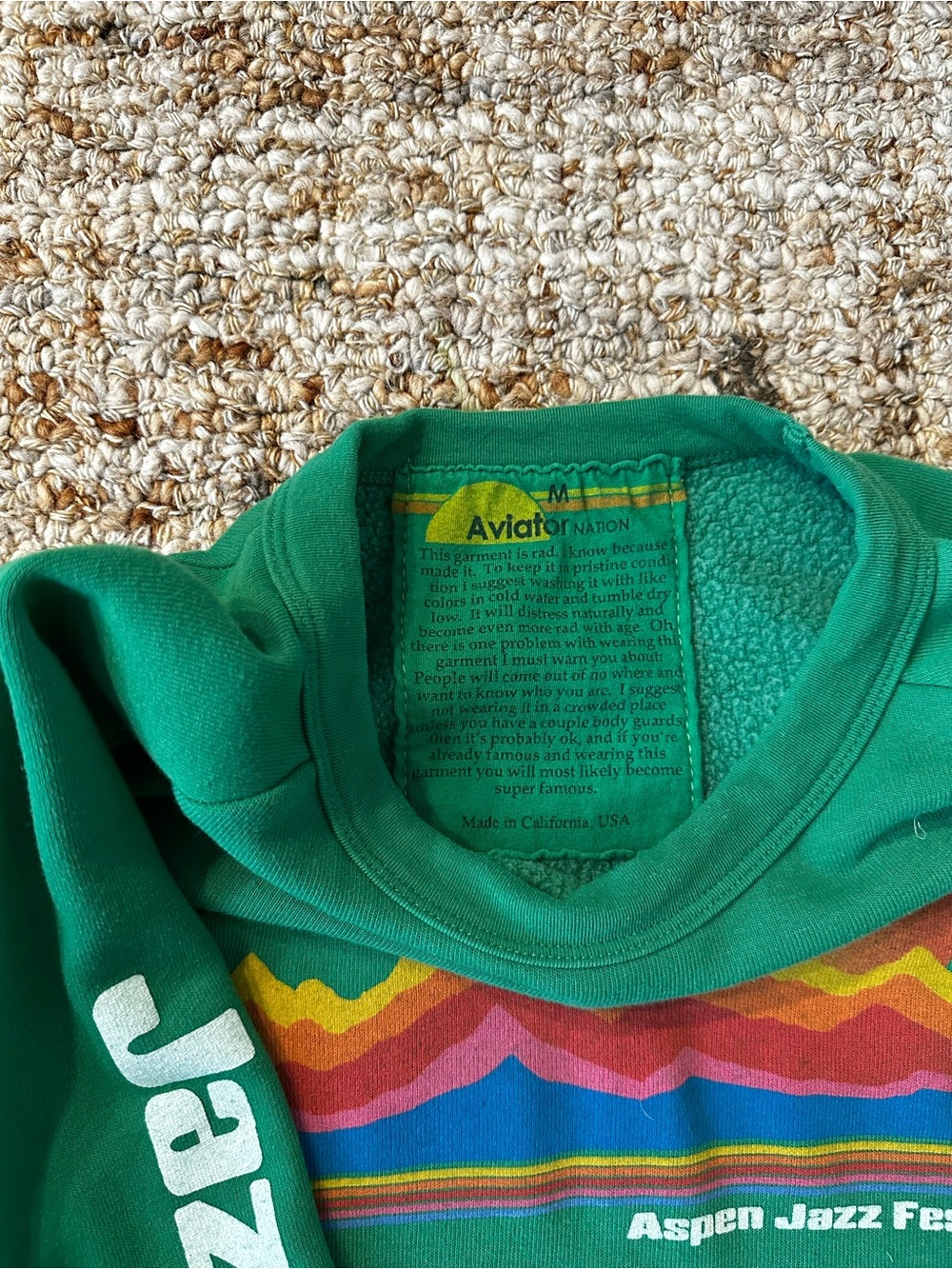 Rare Aviator Nation Green Mountain Sunset Graphic Crewneck - Picture 3 of 5